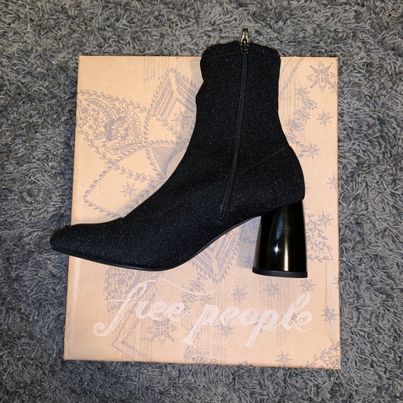 Free People Black Metallic Sock Booties - Picture 3 of 4